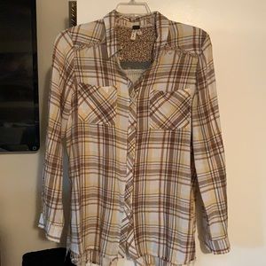 Free People plaid button up
